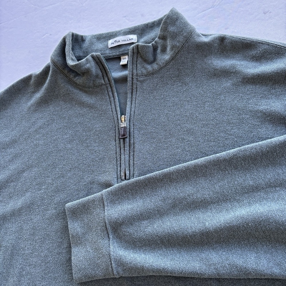 Peter Millar Mens XXL Quarter Zip Pullover Gray Golf 1892 Logo Korea